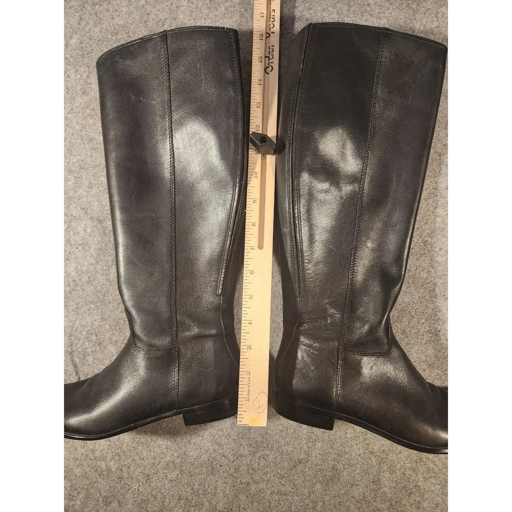 Corso Como Boots Womens Size 6 Black Leather Knee High Riding Zip Block Heel‎